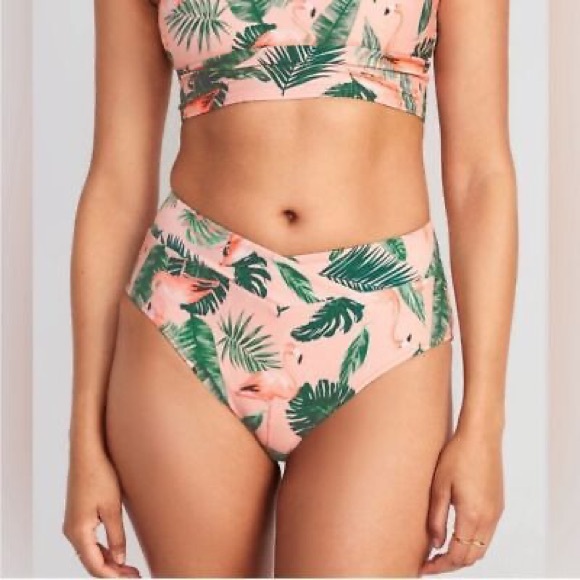 NWT Old Navy Flamingo Bikini bottom Women's Plus Size 3x Pink and Green NWT - Picture 1 of 6